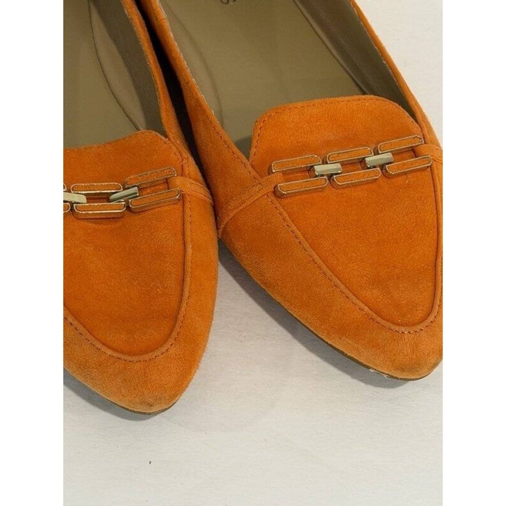 Talbots Francesca Link Suede Leather Driving Flats Orange Size 7.5 - Picture 3 of 12
